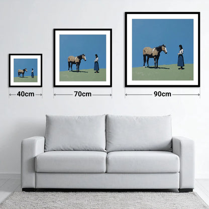 Silent Understanding - size guide showing 40cm, 70cm and 90cm art prints