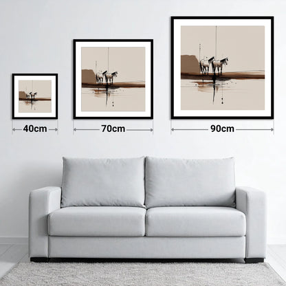 Silent Companions - size guide showing 40cm, 70cm and 90cm art prints