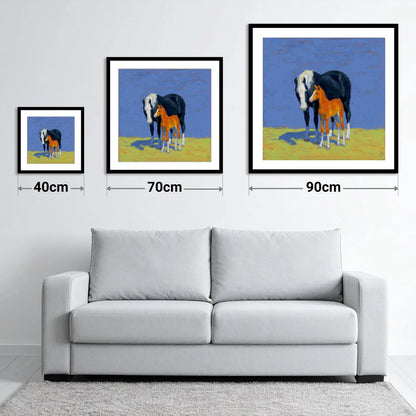 Vibrant Pasture Bond - size guide showing 40cm, 70cm and 90cm art prints