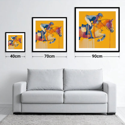 Suspended in Gold - size guide showing 40cm, 70cm and 90cm art prints
