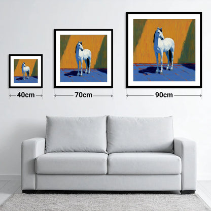 Sun-Drenched White - size guide showing 40cm, 70cm and 90cm art prints