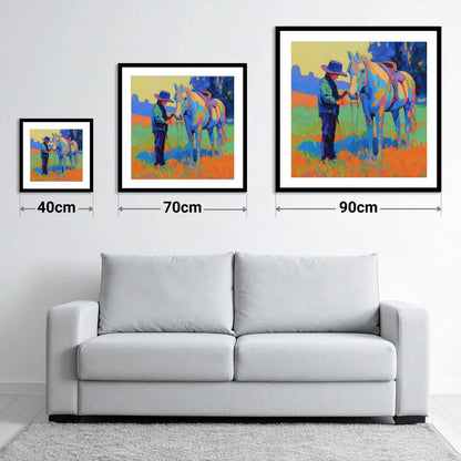 Cobalt Connection - size guide showing 40cm, 70cm and 90cm art prints