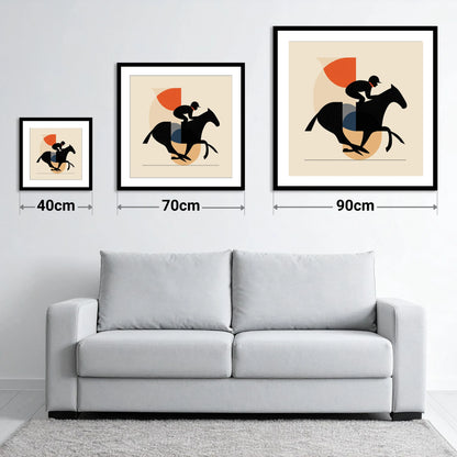 Retro Racing Silhouette - size guide showing 40cm, 70cm and 90cm art prints