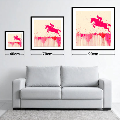 Magenta Flight - size guide showing 40cm, 70cm and 90cm art prints