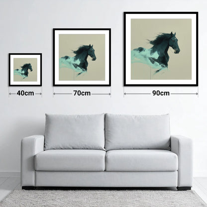 Midnight Teal Momentum - size guide showing 40cm, 70cm and 90cm art prints