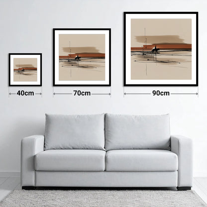 The Solitary Trail - size guide showing 40cm, 70cm and 90cm art prints