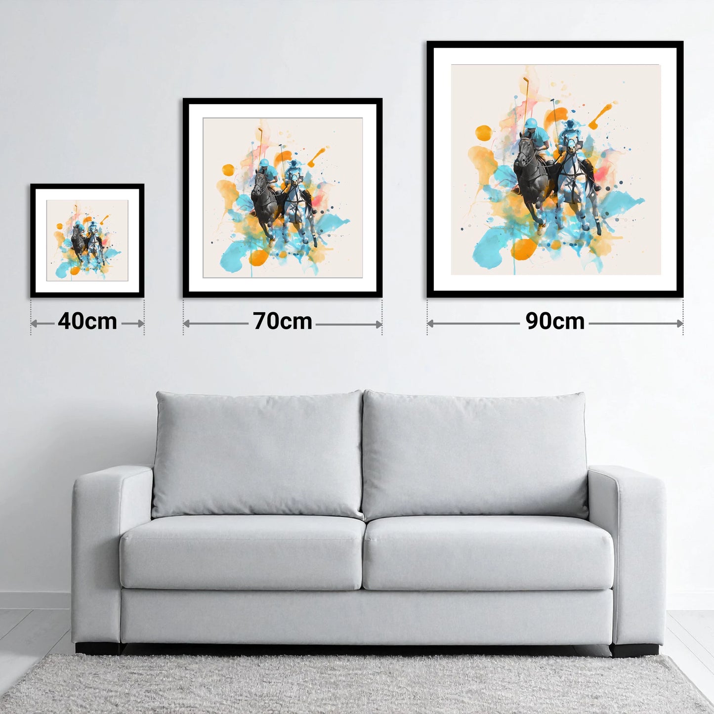 Mid-Chukka Clash - size guide showing 40cm, 70cm and 90cm art prints