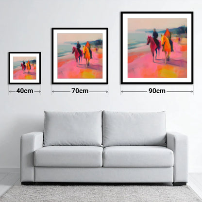 Vivid Coastal Ride - size guide showing 40cm, 70cm and 90cm art prints