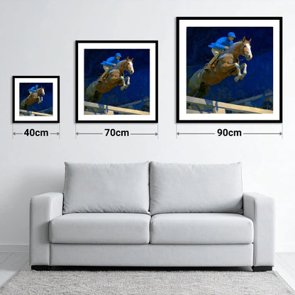 Bold Cobalt Clearance - size guide showing 40cm, 70cm and 90cm art prints