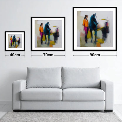 The Colour of Connection - size guide showing 40cm, 70cm and 90cm art prints