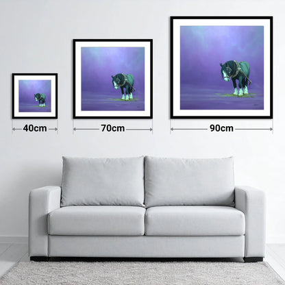 Twilight Rest - size guide showing 40cm, 70cm and 90cm art prints