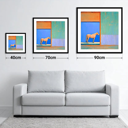 Cobalt Stable Light - size guide showing 40cm, 70cm and 90cm art prints