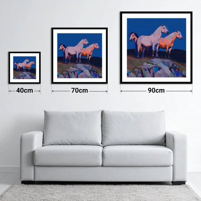 Vanguard of the Heights - size guide showing 40cm, 70cm and 90cm art prints