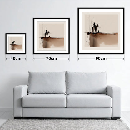 Frontier Silhouette - size guide showing 40cm, 70cm and 90cm art prints