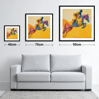 Flight Over Gold - size guide showing 40cm, 70cm and 90cm art prints