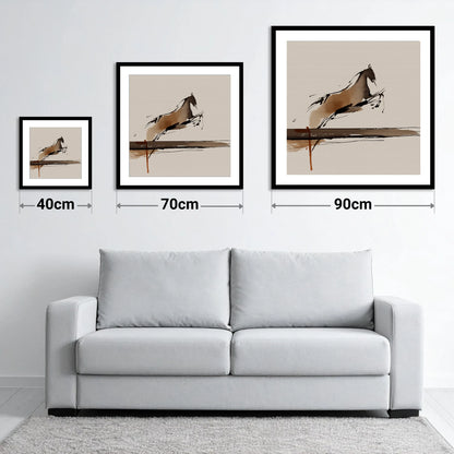 Airborne Elegance - size guide showing 40cm, 70cm and 90cm art prints