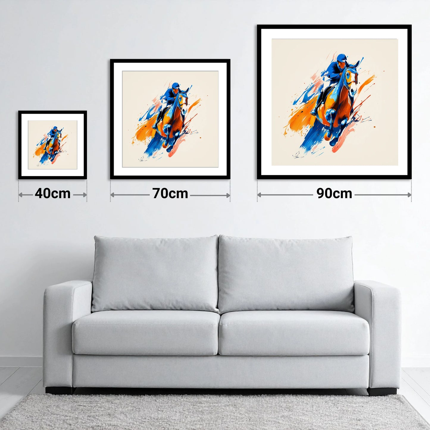 Airborne Energy - size guide showing 40cm, 70cm and 90cm art prints