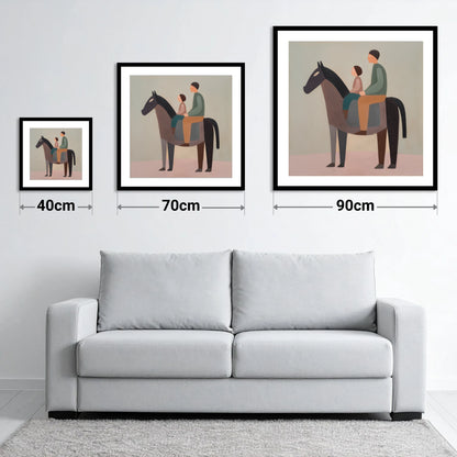 The Quiet Hack - size guide showing 40cm, 70cm and 90cm art prints