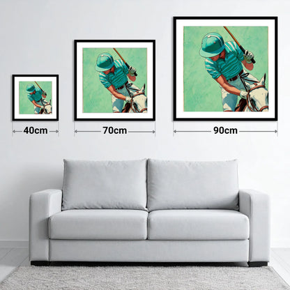The Striker's Focus - size guide showing 40cm, 70cm and 90cm art prints