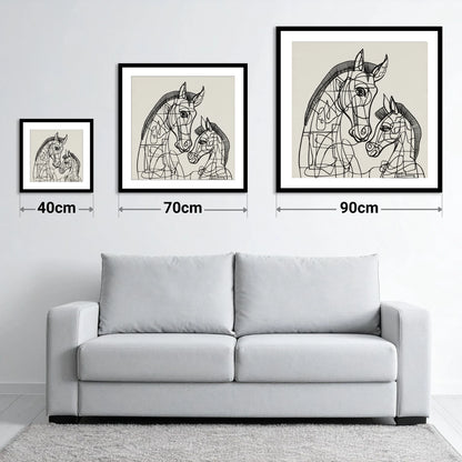 Structured Bond - size guide showing 40cm, 70cm and 90cm art prints