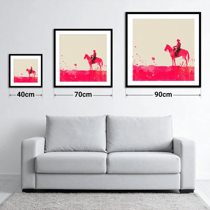 Vivid Western Silhouette - size guide showing 40cm, 70cm and 90cm art prints