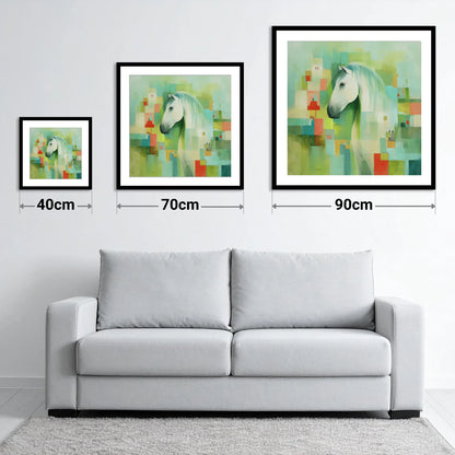Abstract Grey Harmony - size guide showing 40cm, 70cm and 90cm art prints
