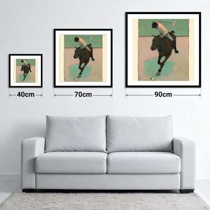 Turning on the Ball - size guide showing 40cm, 70cm and 90cm art prints