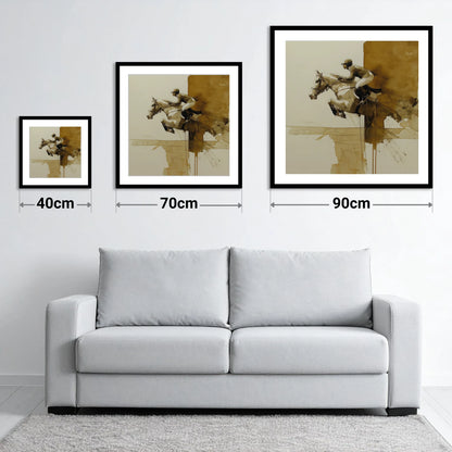 Airborne in Sepia - size guide showing 40cm, 70cm and 90cm art prints