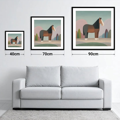 The Patient Cob - size guide showing 40cm, 70cm and 90cm art prints