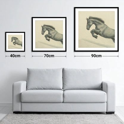 Etched in Flight - size guide showing 40cm, 70cm and 90cm art prints