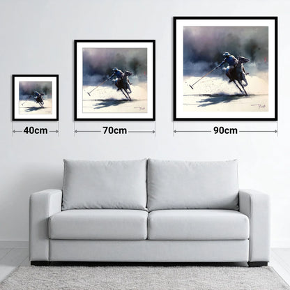 The Decisive Strike - size guide showing 40cm, 70cm and 90cm art prints