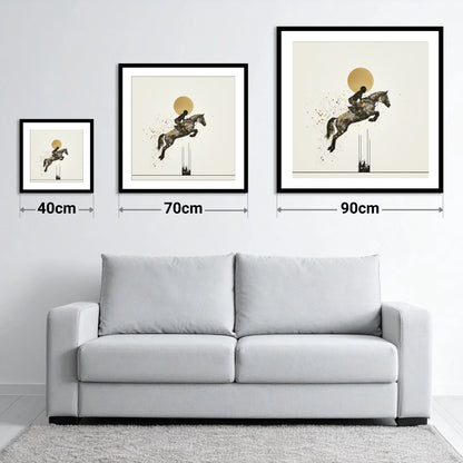 Golden Arc Showjumper - size guide showing 40cm, 70cm and 90cm art prints