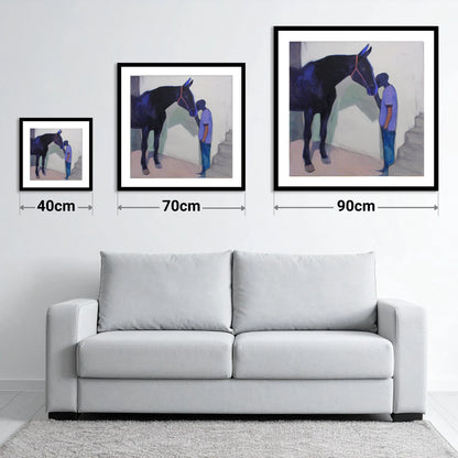 Silent Communion - size guide showing 40cm, 70cm and 90cm art prints