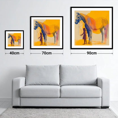 Golden Harmony - size guide showing 40cm, 70cm and 90cm art prints