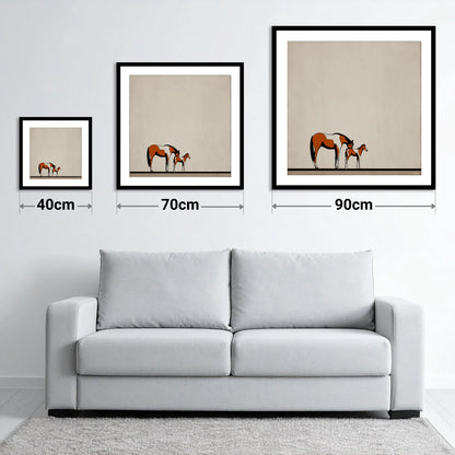 Quiet Moments - size guide showing 40cm, 70cm and 90cm art prints