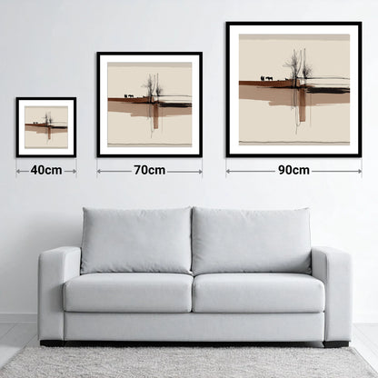 Horizon Bond - size guide showing 40cm, 70cm and 90cm art prints