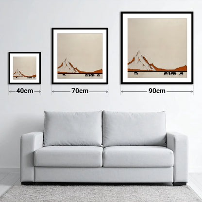 High Country Silhouettes - size guide showing 40cm, 70cm and 90cm art prints