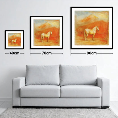 Ethereal Mountain Grey - size guide showing 40cm, 70cm and 90cm art prints