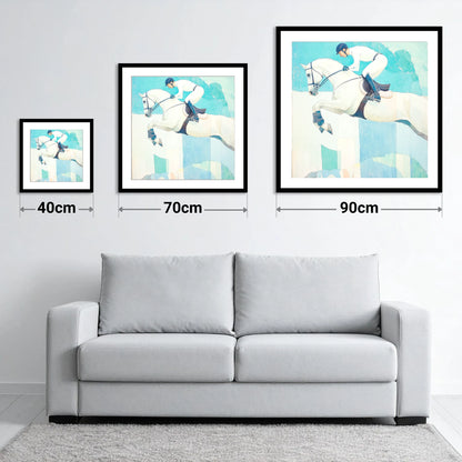 Teal Ascent - size guide showing 40cm, 70cm and 90cm art prints
