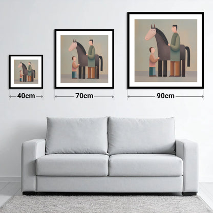 Shared Connection - size guide showing 40cm, 70cm and 90cm art prints