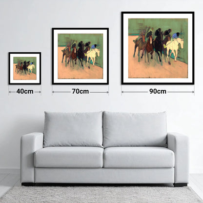 The Front Runners - size guide showing 40cm, 70cm and 90cm art prints