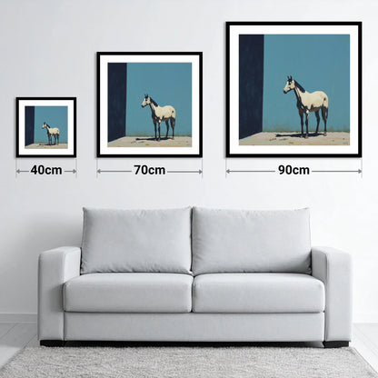 Cerulean and Shadow - size guide showing 40cm, 70cm and 90cm art prints