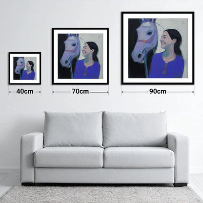 The Royal Blue Bond - size guide showing 40cm, 70cm and 90cm art prints