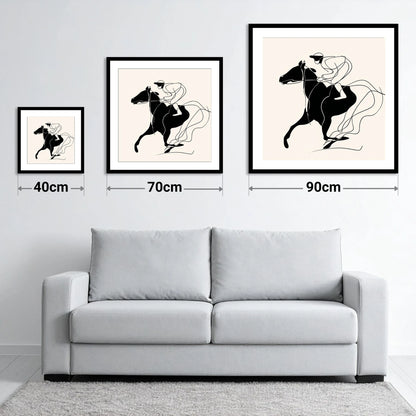 Fluidity in Motion - size guide showing 40cm, 70cm and 90cm art prints