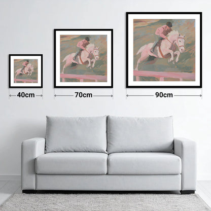 Airborne in Pastel - size guide showing 40cm, 70cm and 90cm art prints
