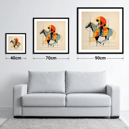 Rhythm of the Turf - size guide showing 40cm, 70cm and 90cm art prints