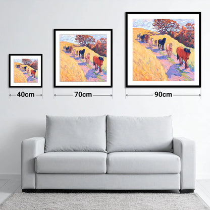 Homeward Bound Herd - size guide showing 40cm, 70cm and 90cm art prints