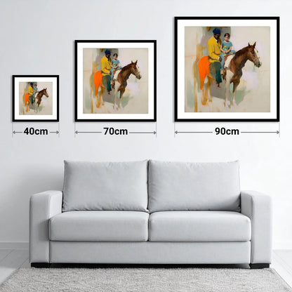 Shared Journey - size guide showing 40cm, 70cm and 90cm art prints