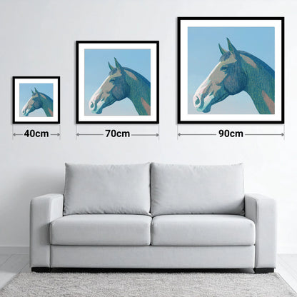The Azure Profile - size guide showing 40cm, 70cm and 90cm art prints