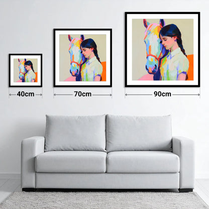 Vibrant Bond - size guide showing 40cm, 70cm and 90cm art prints